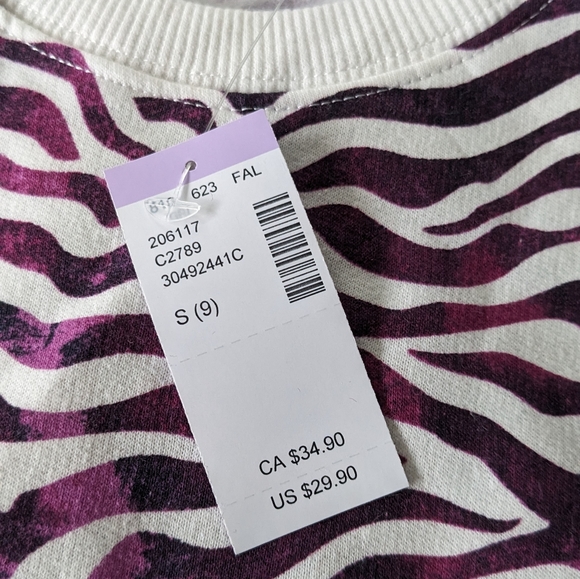 NWT Girls Zebra Sweatshirt - Size L (11/12) - Picture 3 of 9
